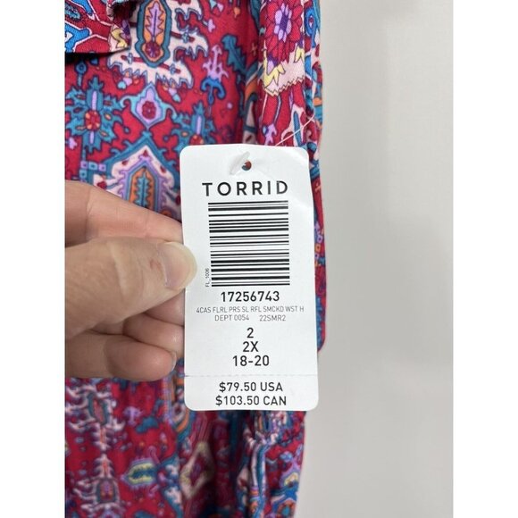 Torrid Dress Womens 2X Pink Sleeveless Maxi Smocked Adustable Straps - Picture 6 of 10